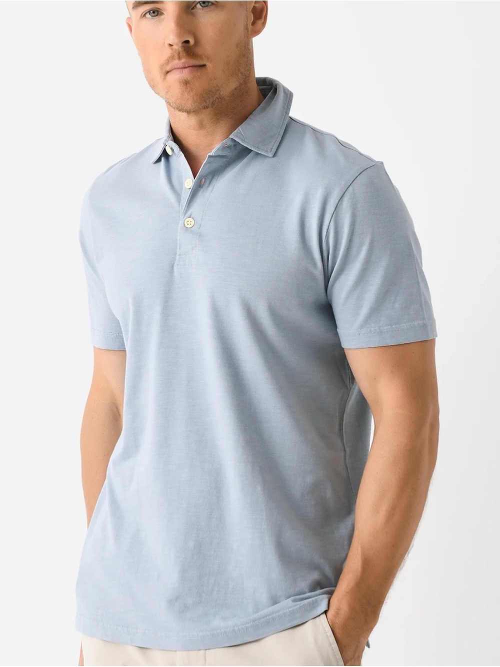Faherty Sunwashed T-Shirt Polo Organic Cotton Blue Men’s L Coastal Preppy Casual
